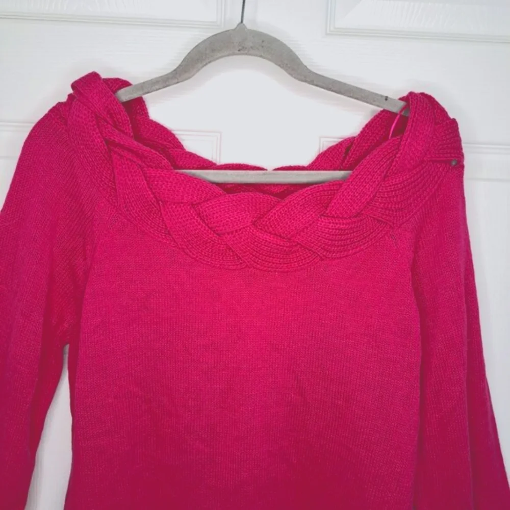 NEW JohnPaulRichard Pink Braided Collar Pullover Sweater Size XL